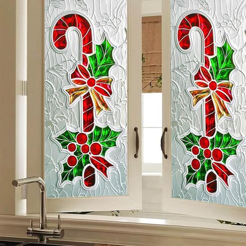 Christmas Ornament Stained Glass Decorative Privacy Film Holiday Window Cling Festive Seasonal Window Sticker for Home Living Room Kitchen 17.7 x 39.3 Inch in Saudi Arabia