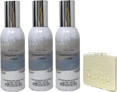 Bath & Body Works Sun-Drenched Linen - 3 Pack Of Concentrate Room Spray with a Marbela Natural Oats Sample Soap. in Saudi Arabia