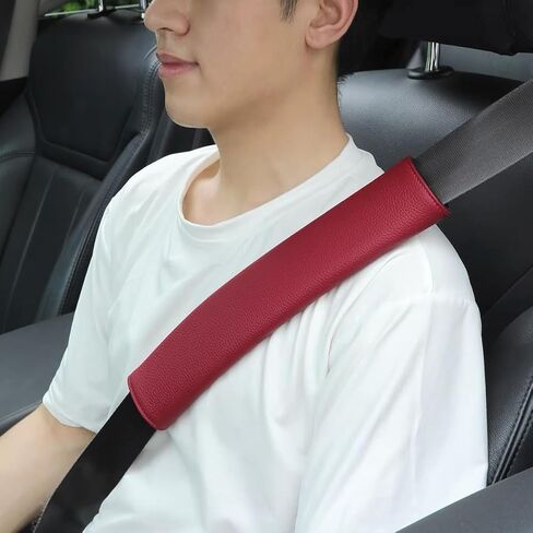 Car Seat Belt Covers for Adults Kids Soft Leather Seatbelt Shoulder Pad Neck Cushion Protector Comfortable Driving Car Accessories Truck SUV Airplane Backpack (SC01Black-12.4in-1Pack) in Kuwait