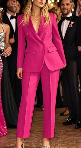 Double Breasted Office Lady Suit 2 PC Slim Fit Business Outfit for Work Professional Peak Lapel Prom Suit in Saudi Arabia