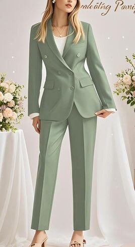 Double Breasted Office Lady Suit 2 PC Slim Fit Business Outfit for Work Professional Peak Lapel Prom Suit in Saudi Arabia