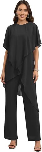 HYY قطعتان من بدلات أم العروس لملابس رسمية من الشيفون نصف كم لحفلات الزفاف in Kuwait