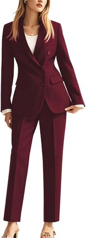 Double Breasted Office Lady Suit 2 PC Slim Fit Business Outfit for Work Professional Peak Lapel Prom Suit in Saudi Arabia