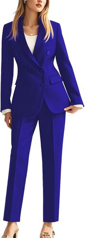 Double Breasted Office Lady Suit 2 PC Slim Fit Business Outfit for Work Professional Peak Lapel Prom Suit in Saudi Arabia