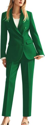 Double Breasted Office Lady Suit 2 PC Slim Fit Business Outfit for Work Professional Peak Lapel Prom Suit in Saudi Arabia