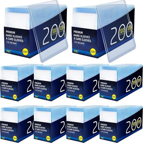 200 Card Sleeves Top Loaders for Cards, 3"x4" Baseball Card Protectors Hard Plastic, Toploads for Cards, Hard Card Sleeves, Sports Card Holder for Trading Card (100 Top loaders + 100 Soft Sleeves) in Kuwait