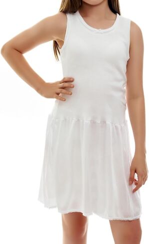 Valair Sleeveless Full Slip for Girls-Option of Inserted Bra-Cling-Free-100% Cotton Cami Tank Top 100% Nylon Silky Bottom in Kuwait