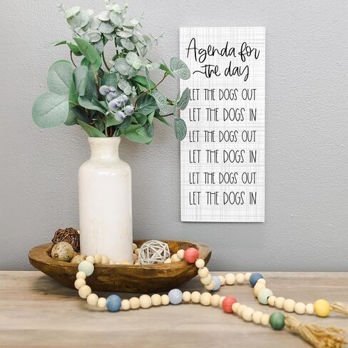 Agenda for the Day: Let the Dogs in, Let the Dogs Out (x3) - Rustic 12 x 5.5 inch, Wood Sign Décor - Inspire Boards Collection by Simply Said ISB1432 in Saudi Arabia