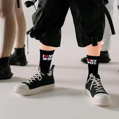 Husband Socks, Soft Cotton I Love My Wife Socks Wedding Husband Groom Gift Funny Anniversary & Birthday Present (Black) in Saudi Arabia