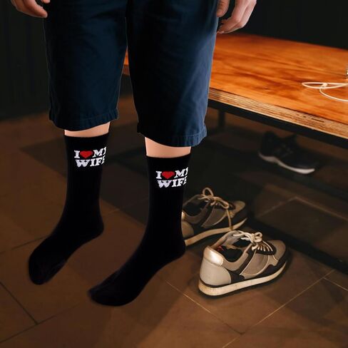 Husband Socks, Soft Cotton I Love My Wife Socks Wedding Husband Groom Gift Funny Anniversary & Birthday Present (Black) in Saudi Arabia