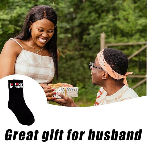 Husband Socks, Soft Cotton I Love My Wife Socks Wedding Husband Groom Gift Funny Anniversary & Birthday Present (Black) in Saudi Arabia