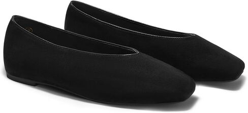 Coutgo Womens Ballet Flats Comfortable Closed Square Toe Flats Slip On Suede Work Dress Shoes in Saudi Arabia