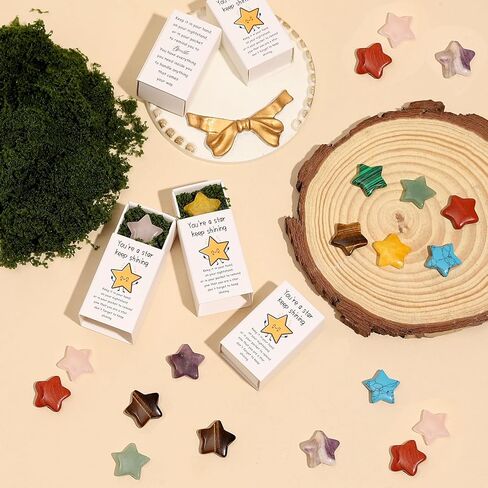24 Sets Pocket Hug Tokens Bulk Star Natural Stones with Message Boxes, Mini Pocket Hugs for Coworkers Friends Teachers Nurses Employees, Positive Thank You Items for Support and Care in Saudi Arabia