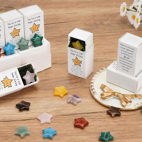 24 Sets Pocket Hug Tokens Bulk Star Natural Stones with Message Boxes, Mini Pocket Hugs for Coworkers Friends Teachers Nurses Employees, Positive Thank You Items for Support and Care in Saudi Arabia