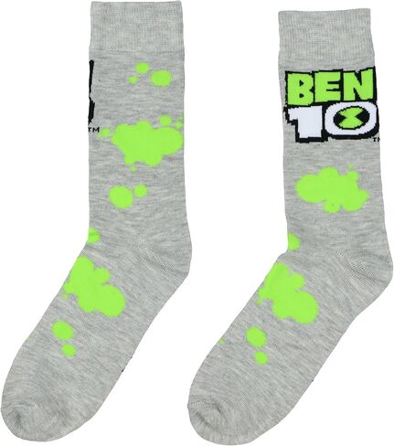 Bioworld Ben 10 Socks Goop وOmnitrix Designs جوارب دائرية للبالغين لمنتصف الساق، زوجان in Kuwait