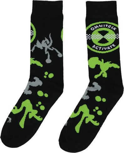 Bioworld Ben 10 Socks Goop وOmnitrix Designs جوارب دائرية للبالغين لمنتصف الساق، زوجان in Kuwait
