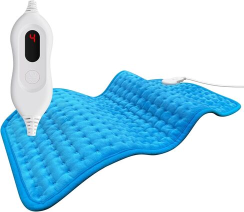 Heating Pad Electric Large for Back Pain Relief/Period Cramps/Neck and Shoulders, Moist Heat Pad for Knee, Leg, 4 Heat Settings, 2 Hour Auto Shut Off, Machine Washable, Gift for Mom, 12" X24", Blue in Saudi Arabia