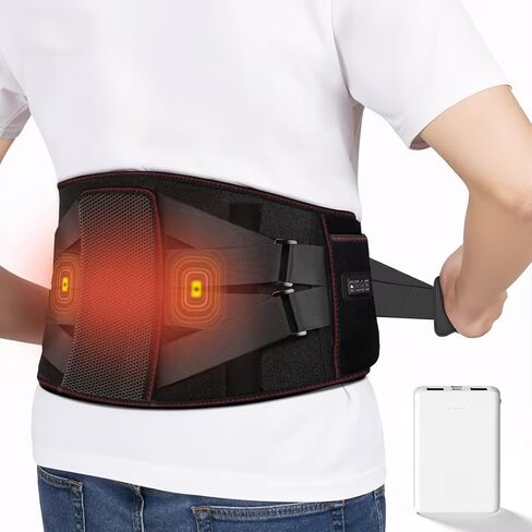 Cordless Heating Pad with Massager for Back Pain Relief, Portable Lower Back Massager 3 Heat 3 Vibration 3 Timer for Cramps, 44-60" Wearable & Rechargeable Heating Pad, Gift for Women Men Mom Dad in Saudi Arabia