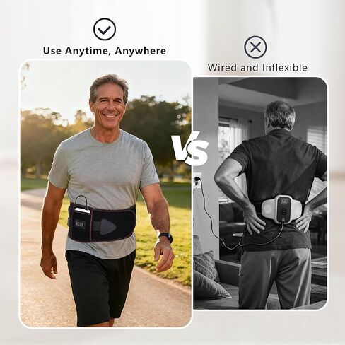 Cordless Heating Pad with Massager for Back Pain Relief, Portable Lower Back Massager 3 Heat 3 Vibration 3 Timer for Cramps, 44-60" Wearable & Rechargeable Heating Pad, Gift for Women Men Mom Dad in Saudi Arabia