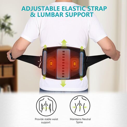 Cordless Heating Pad with Massager for Back Pain Relief, Portable Lower Back Massager 3 Heat 3 Vibration 3 Timer for Cramps, 44-60" Wearable & Rechargeable Heating Pad, Gift for Women Men Mom Dad in Saudi Arabia