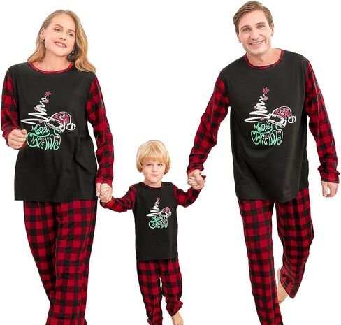 Curipeer Family Matching Christmas Men Pajamas Set Boys Girls Soft Sleepwear Kids Fall Winter in Kuwait