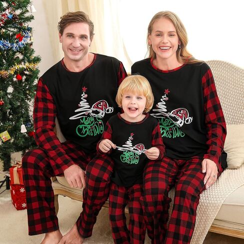 Curipeer Family Matching Christmas Men Pajamas Set Boys Girls Soft Sleepwear Kids Fall Winter in Kuwait
