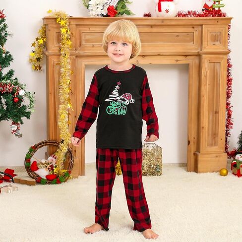 Curipeer Family Matching Christmas Men Pajamas Set Boys Girls Soft Sleepwear Kids Fall Winter in Kuwait