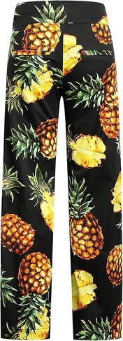 Womens Palazzo Pants Hawaiian Casual Wide Leg Pants Tropical Beach Summer Long Pants in Saudi Arabia