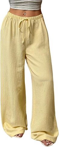 SHENHE Women's Y2k Low Rise Baggy Pants Wide Leg Drawstring Elastic Loose Casual Travel Pants in Saudi Arabia