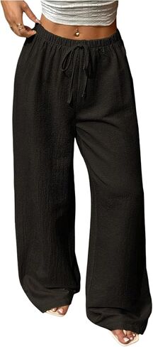 SHENHE Women's Y2k Low Rise Baggy Pants Wide Leg Drawstring Elastic Loose Casual Travel Pants in Saudi Arabia
