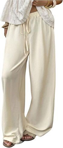 SHENHE Women's Y2k Low Rise Baggy Pants Wide Leg Drawstring Elastic Loose Casual Travel Pants in Saudi Arabia