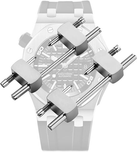Stainless Steel Head Grain Compatible To Audemars Piguet Royal Oak Offshore 15710 15720 Rubber Watch Strap (4.5mm silver) in Kuwait