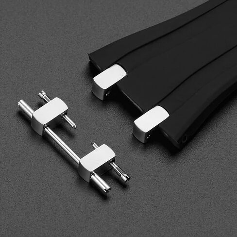 Stainless Steel Head Grain Compatible To Audemars Piguet Royal Oak Offshore 15710 15720 Rubber Watch Strap (4.5mm silver) in Kuwait