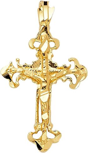 14k REAL Yellow Gold Religious Crucifix Jesus Cross Charm Pendant in Saudi Arabia