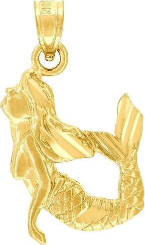 Jewels By Lux 10kt Yellow Gold Womens Mermaid Charm Pendant in Saudi Arabia