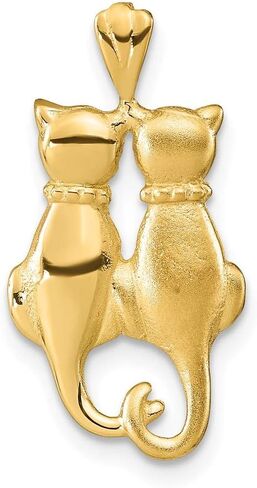 Solid 14K Yellow Gold Satin and Polished Cats Pendant in Saudi Arabia