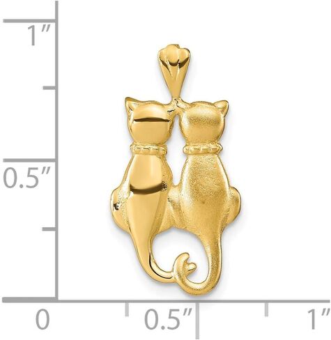 Solid 14K Yellow Gold Satin and Polished Cats Pendant in Saudi Arabia