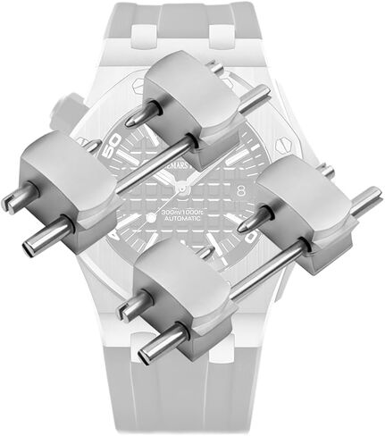 Stainless Steel Head Grain Compatible To Audemars Piguet Royal Oak Offshore 15710 15720 Rubber Watch Strap (4.5mm silver) in Kuwait