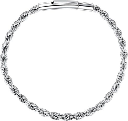 الفولاذ المقاوم للصدأ الرجال حبل ربط سوار، ميامي سلسلة أساور للرجال، 3-4mm واسعة 7.5 8 8.5 بوصة الهيب هوب أساور رجالي، هدية للأب الزوج الابن سلسلة الرجال in Kuwait