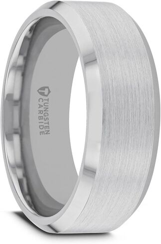 Thorsten Sheffield | Tungsten Rings for Men | Tungsten | Comfort Fit | Custom Engraving | Wedding Ring Band with Polished Beveled Edges and Matte Brushed Finished Center - 4mm to 12mm in Saudi Arabia