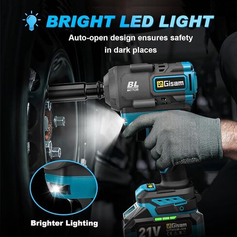 مفتاح التأثير اللاسلكي ، 1/2 تأثير Gun Max. 886 قدم رطل (1200N.M) ، مفاتيح تأثير الطاقة مع 2 × 4.0AH LI-ION وشاحن سريع لإطارات شاحنة السيارات in Saudi Arabia