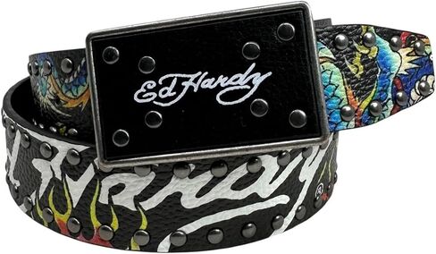 طباعة وشم التنين للرجال من ED HARDY مع حزام بإبزيم لوحة مقاس 38 مم in Kuwait
