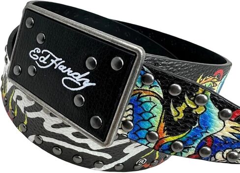 طباعة وشم التنين للرجال من ED HARDY مع حزام بإبزيم لوحة مقاس 38 مم in Kuwait