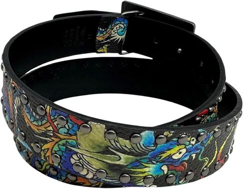 طباعة وشم التنين للرجال من ED HARDY مع حزام بإبزيم لوحة مقاس 38 مم in Kuwait
