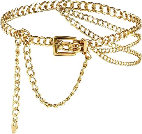 Silver Belt for Women, Metal Waist Chain Multilayer Adjustable Chain Belts Girls Stylish Waist Chain for Dresses, Jeans, Skirts, Trousers in Saudi Arabia