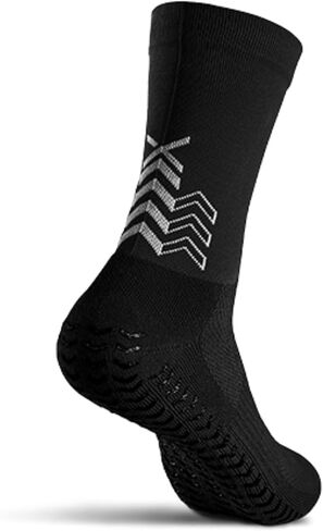 Ultra-Light Grip Socks - Double-Sided Silicone Arrows for Max Grip - Blister-Resistant for Running, Soccer, Tennis (US, Alpha, Medium, Regular, Regular, Black) in Saudi Arabia