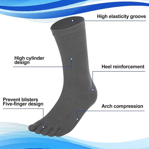 6 Pairs Toe Sock Liners for Hiking Five-Finger Crew Liner Socks Men Ultra-lightweight Winter Warm for Cold Weather Running Athletic Women Adult in Saudi Arabia