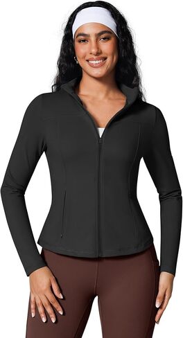 BRXL Workout Athletic Zip Up Jackets for Women Running Gym Yoga Sport Track Jacket Slim Fit Tight Activewear w 4 Pockets in Saudi Arabia