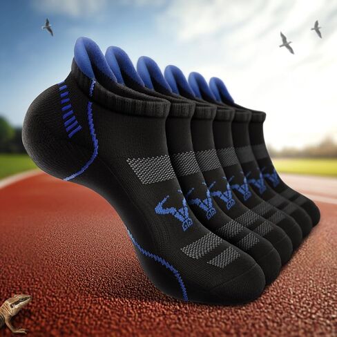 Men Running Socks 6Pairs-Ankle Athletic Socks Wicking Cushioned for Men Walking-Arch Compression Support in Saudi Arabia