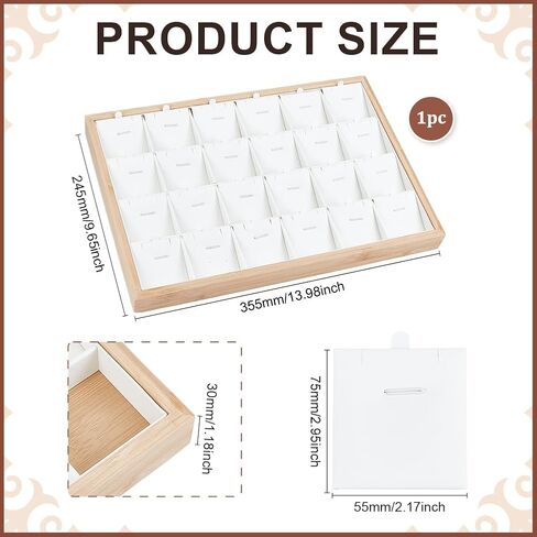 PH PandaHall 24 Grids Jewelry Display Tray Stackable Jewelry Organizer Necklace Display Holder Earring Storage Trays with Leather Insert Dividers for Rings Bracelet Pendant Selling Showcase, White in Saudi Arabia
